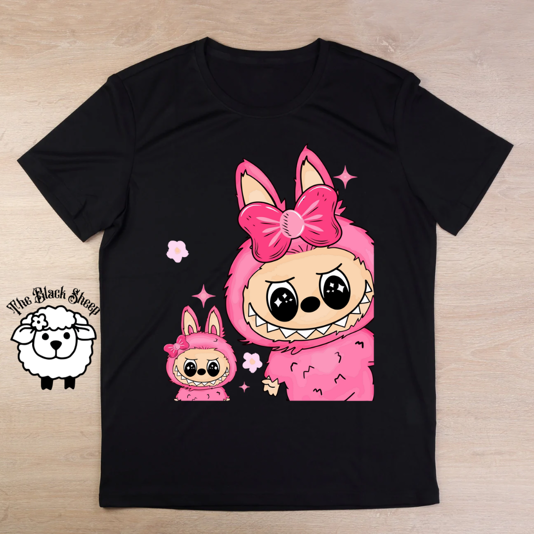 Labubu in pink tee