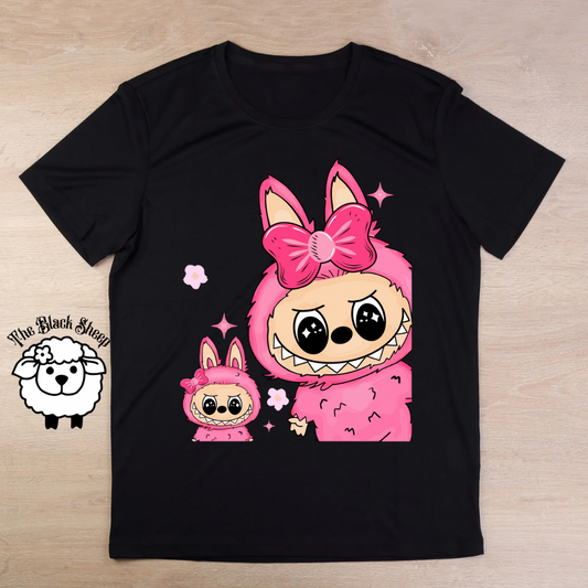 Labubu in pink tee